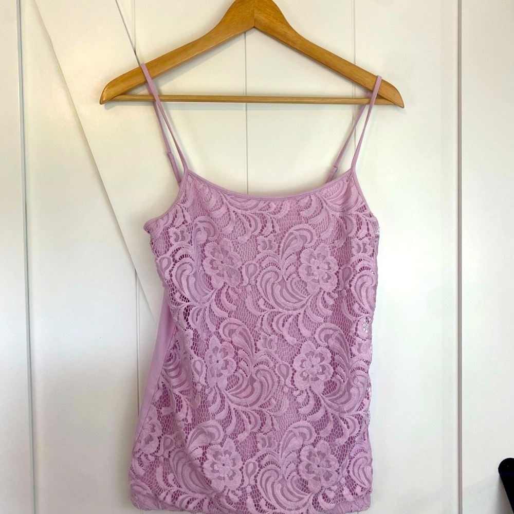 Ann Taylor Purple Embellished Sleeveless Camisole Size M Y2k Preppy Lace